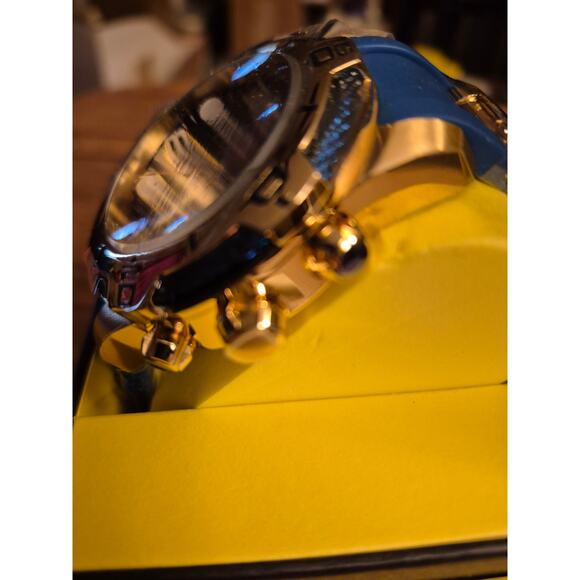 Invicta Bolt 50 mm Gold Tone Case Blue Dial Skeleton Hands Blue Silicone Straps main image 7